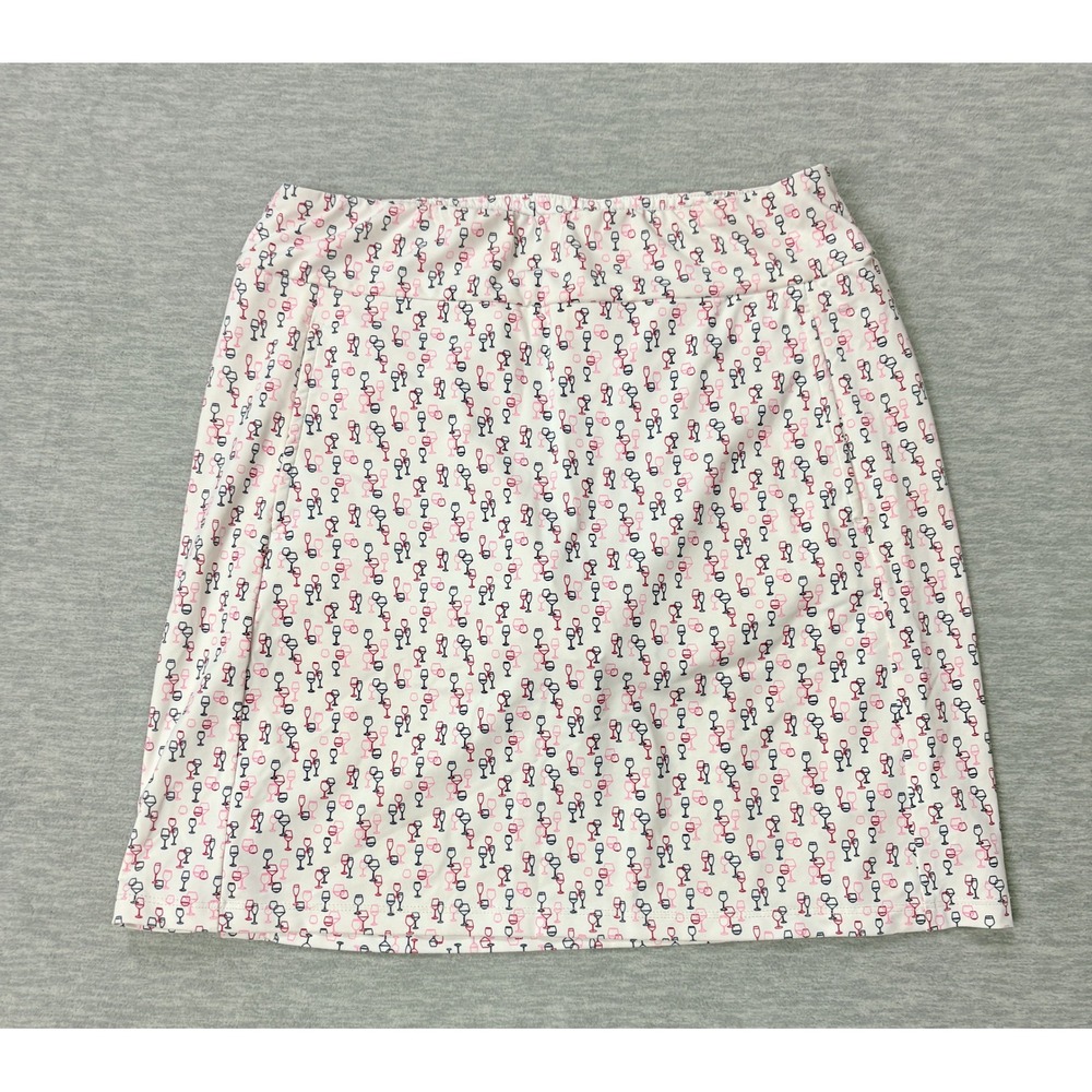 SanSoleil UV 50 Golf Skort Womens XS White Wine Glass Print Athletic Navy Pink - Picture 5 of 13